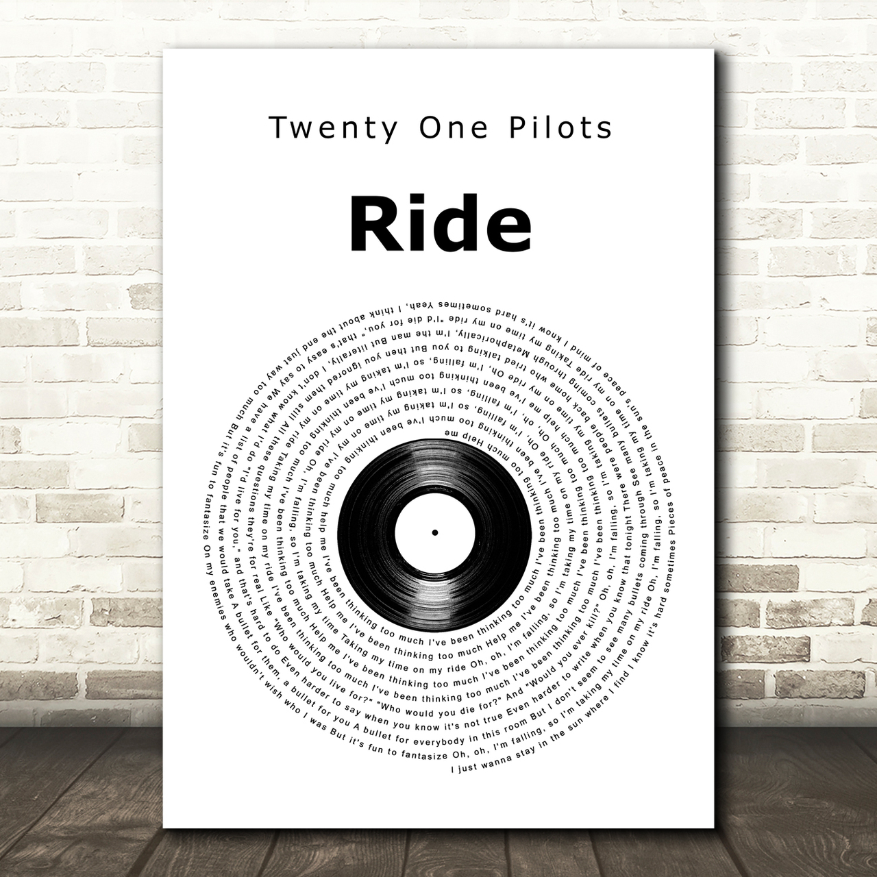 Twenty One Pilots Ride Vinyl Record Song Lyric Art Print
