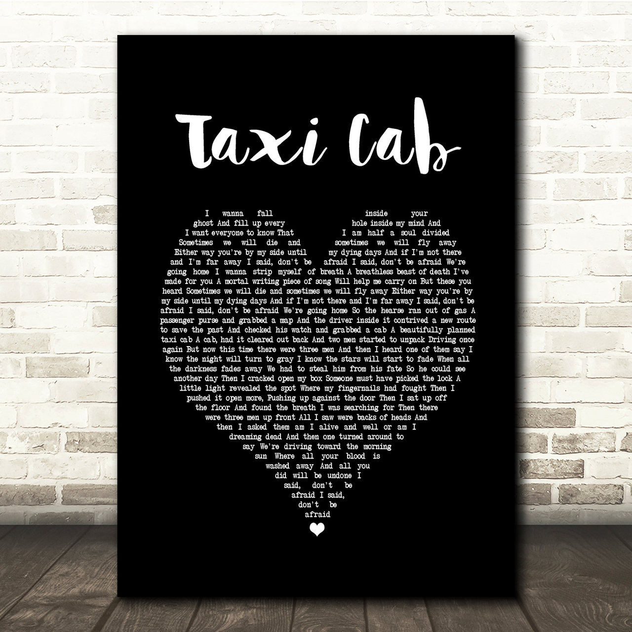 Twenty One Pilots Taxi Cab Black Heart Song Lyric Quote Music Poster Print