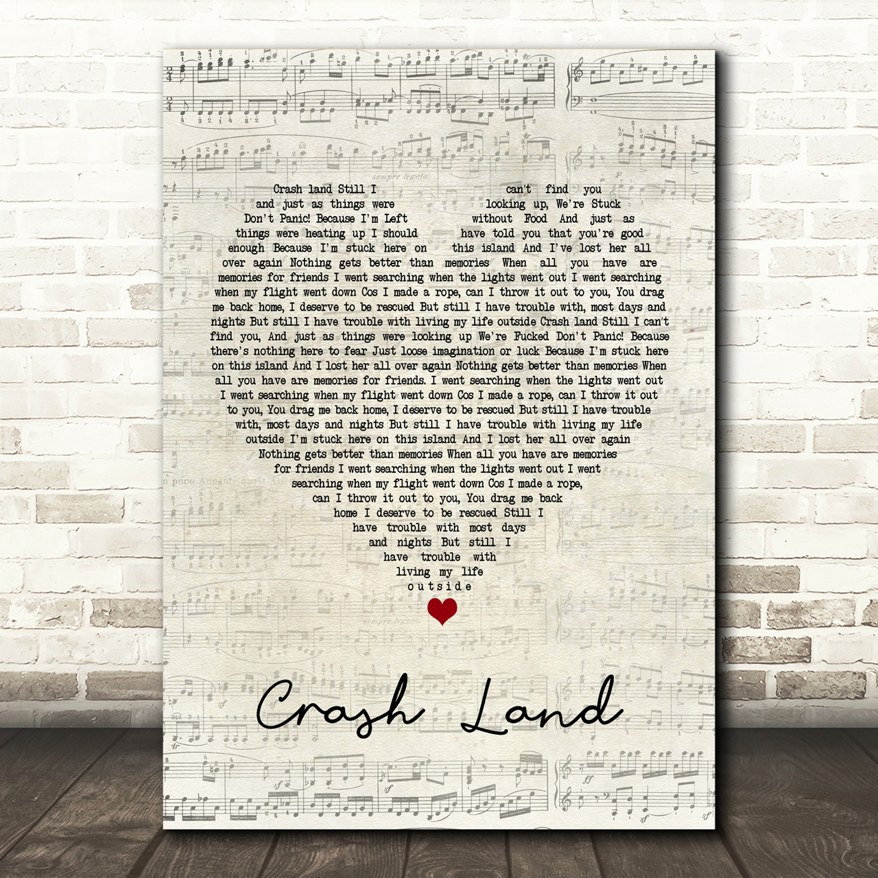 Twin Atlantic Crash Land Script Heart Song Lyric Music Print