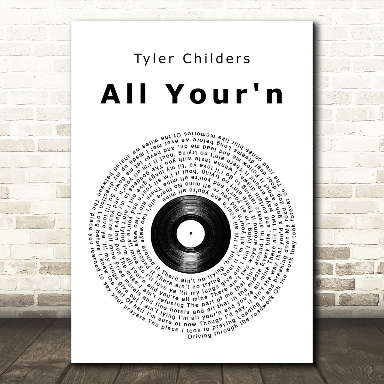 Tyler Childers All Your'n Vinyl Record Song Lyric Music Art Print