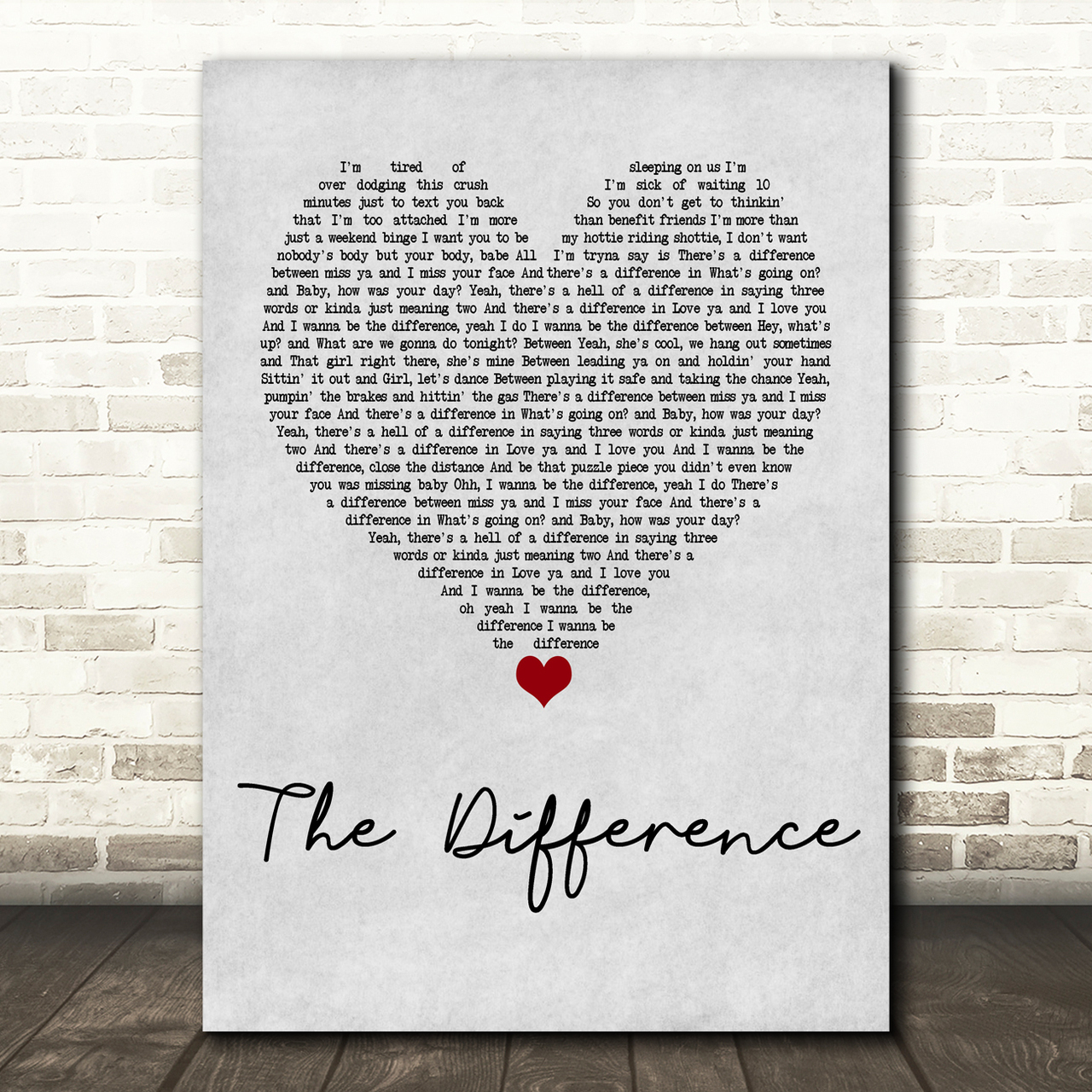 Tyler Rich The Difference Grey Heart Song Lyric Print