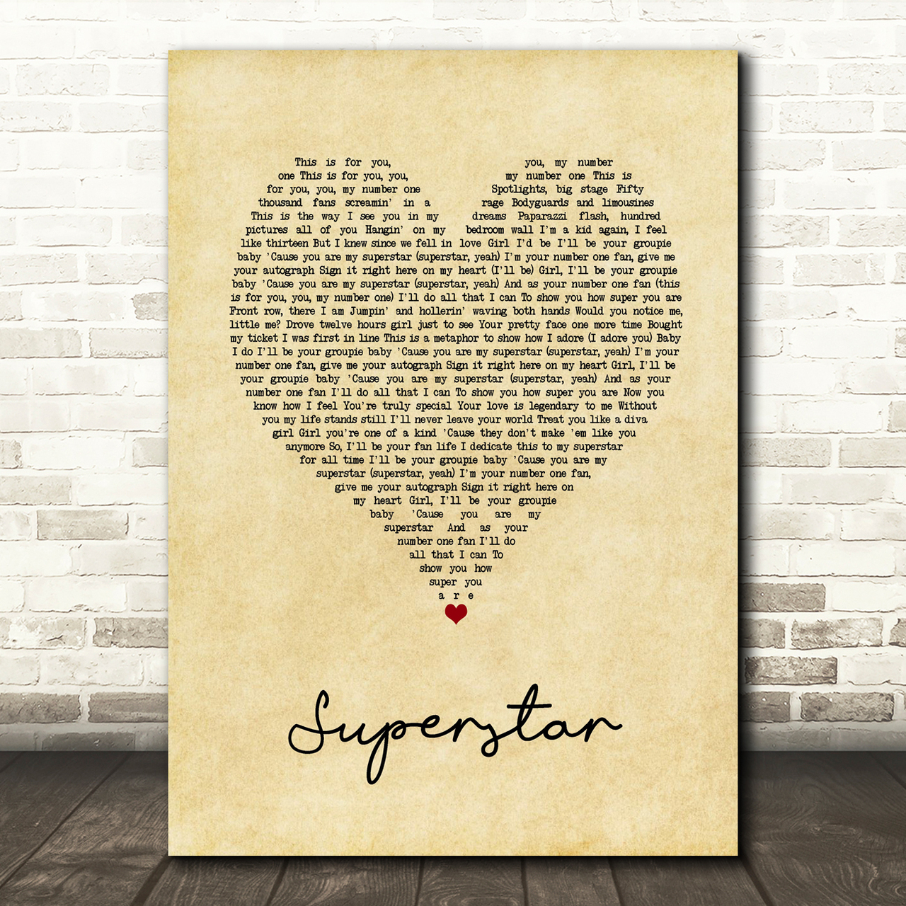 Usher Superstar Vintage Heart Song Lyric Art Print
