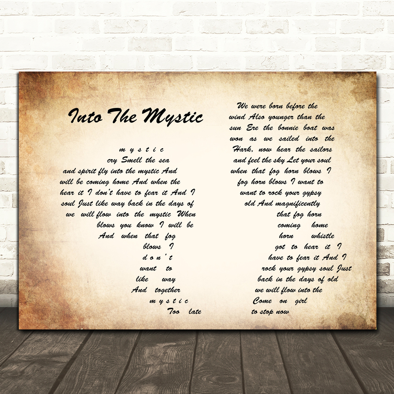 Van Morrison Into The Mystic Man Lady Couple Song Lyric Quote Print