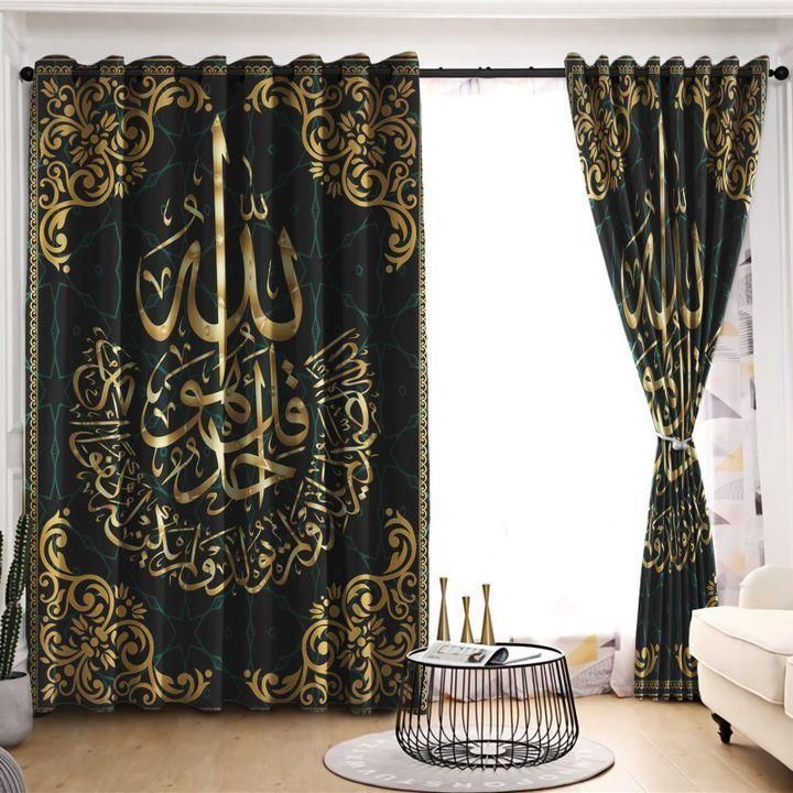 Viking Culture Golden And Black Background Printed Window Curtain