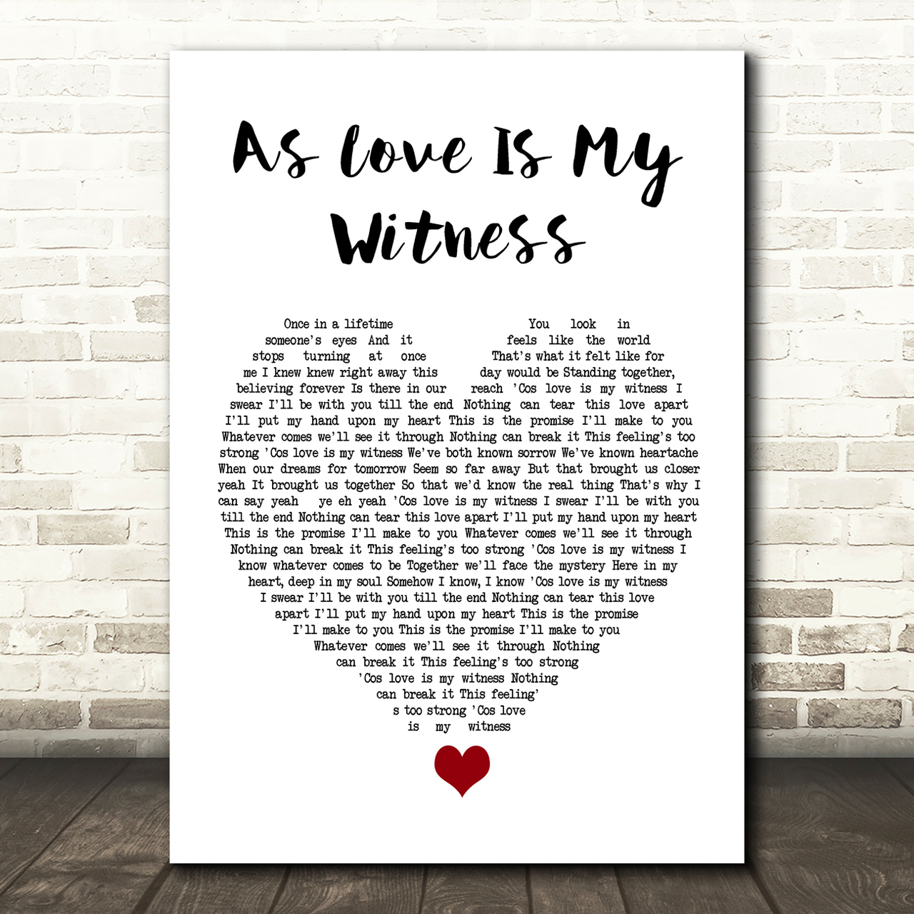 Westlife As Love Is My Witness White Heart Song Lyric Quote Music Poster Print