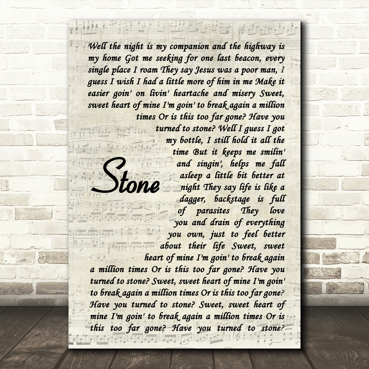 Whiskey Myers Stone Vintage Script Song Lyric Art Print