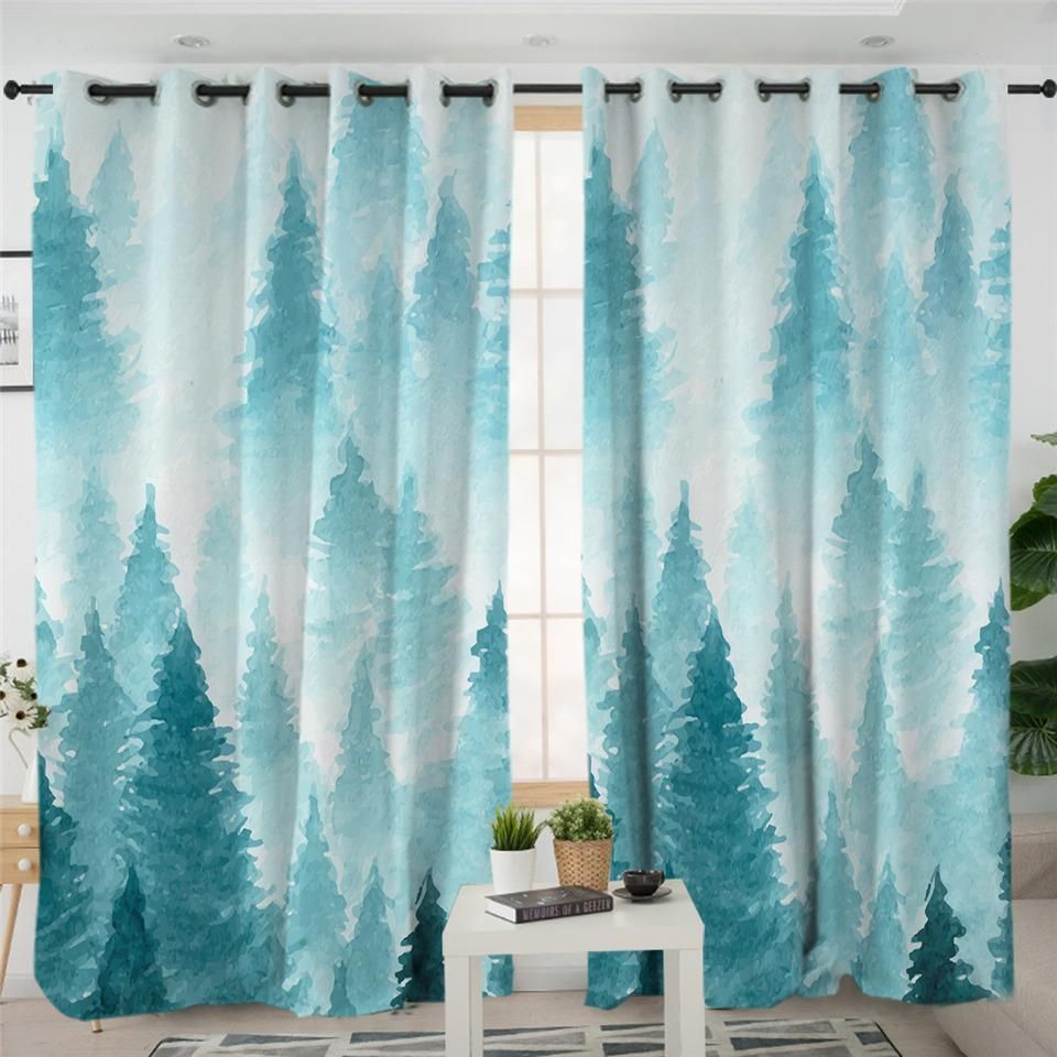 Winter In Forest Window Curtains Home Decor