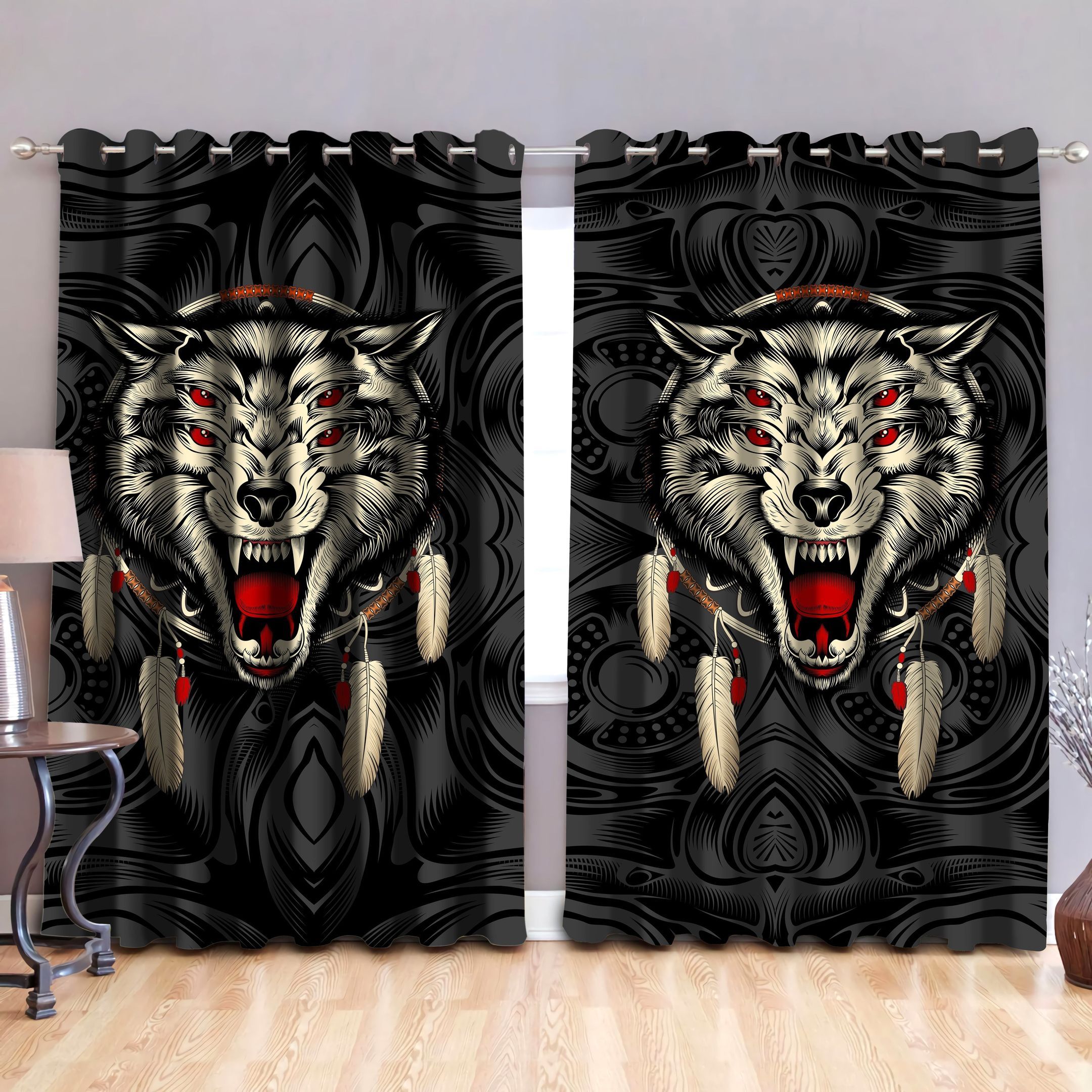 Wolf 3D All Over Printed Window Curtains Home Decor