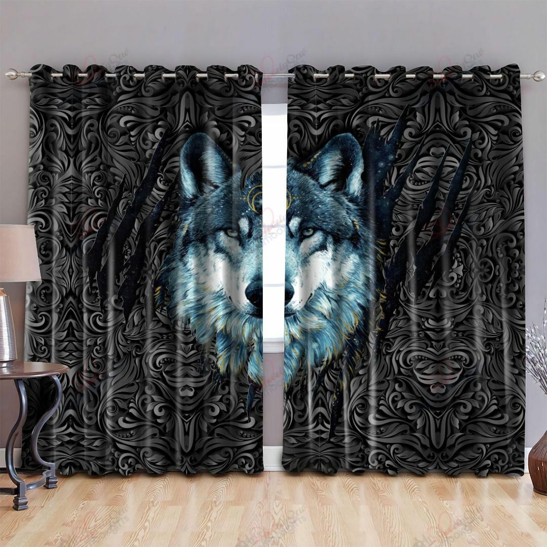Wolf Grey Printed Window Curtain Home Decor