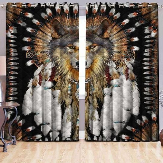 Wolf Native American Art Printed Window Curtain Home Decor