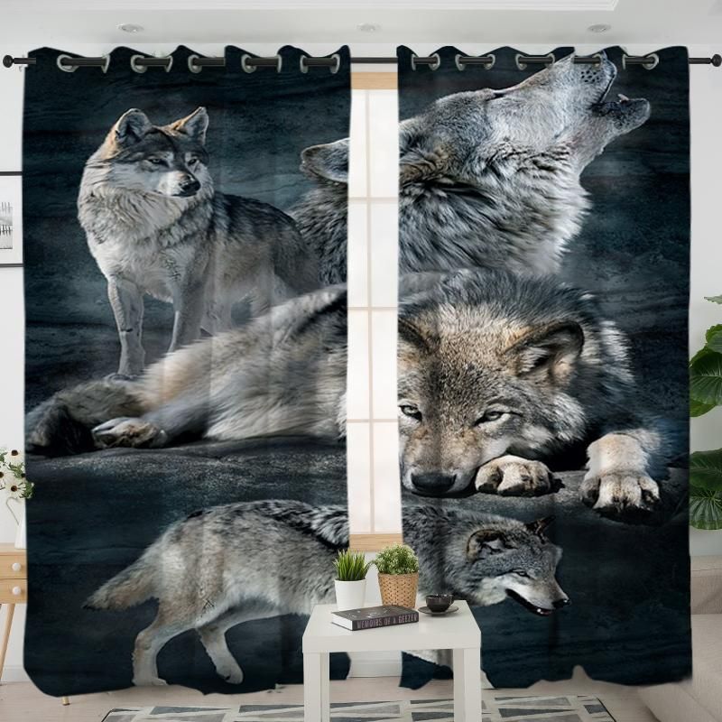 Wolf Native American Living Printed Window Curtain Home Decor