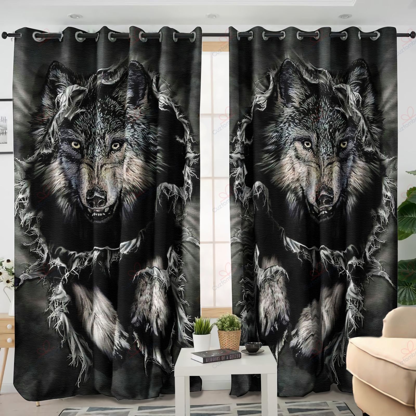 Wolf Throw Printed Window Curtain Home Decor