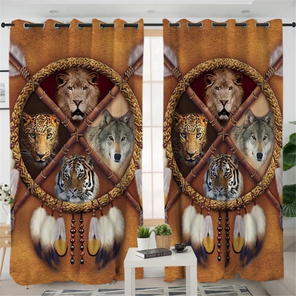 Wolf Tiger Lion Leopard Dream Catcher Window Curtain Home Decor