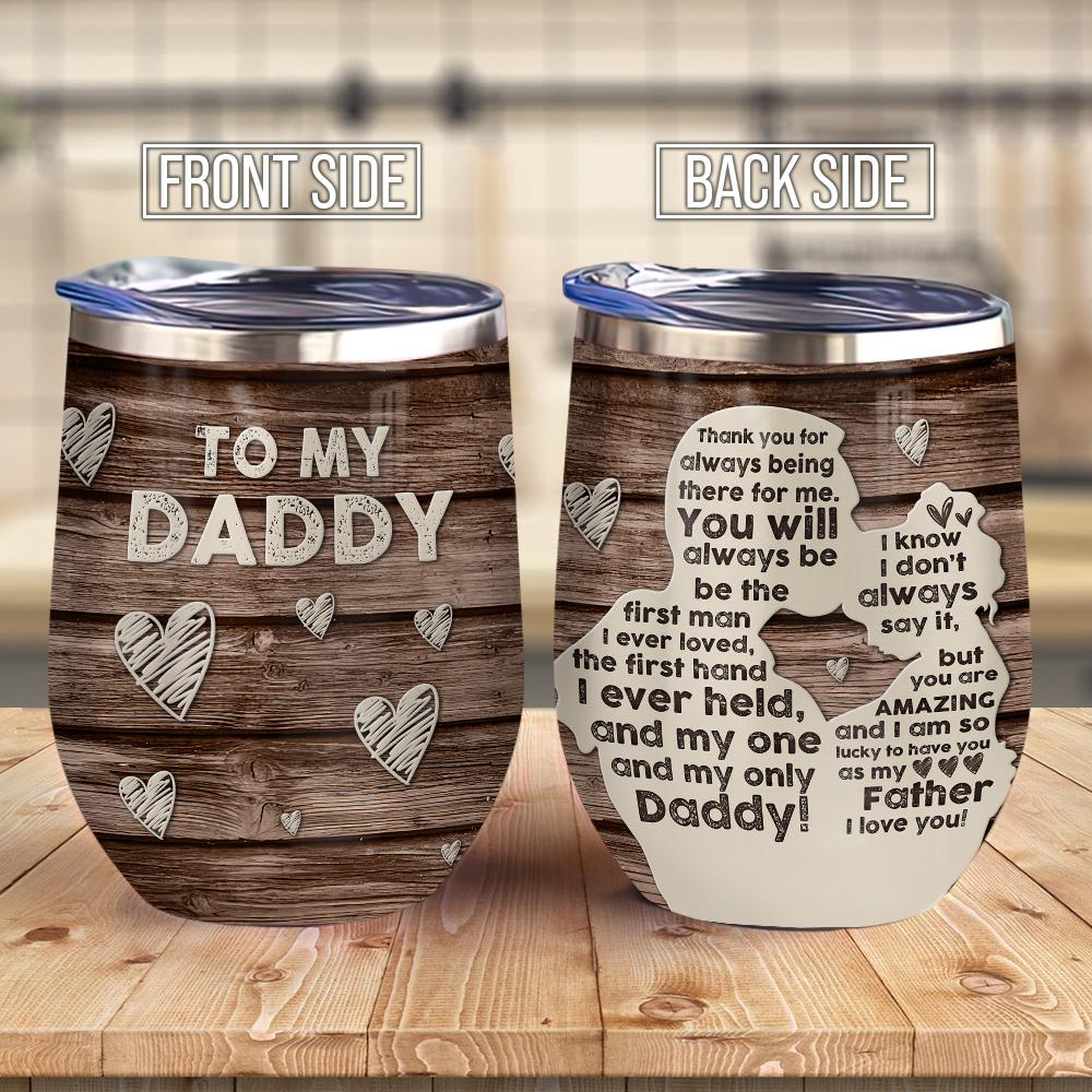 Wooden Style To My Dad Wine Tumbler Dad Gift Wine Tumbler