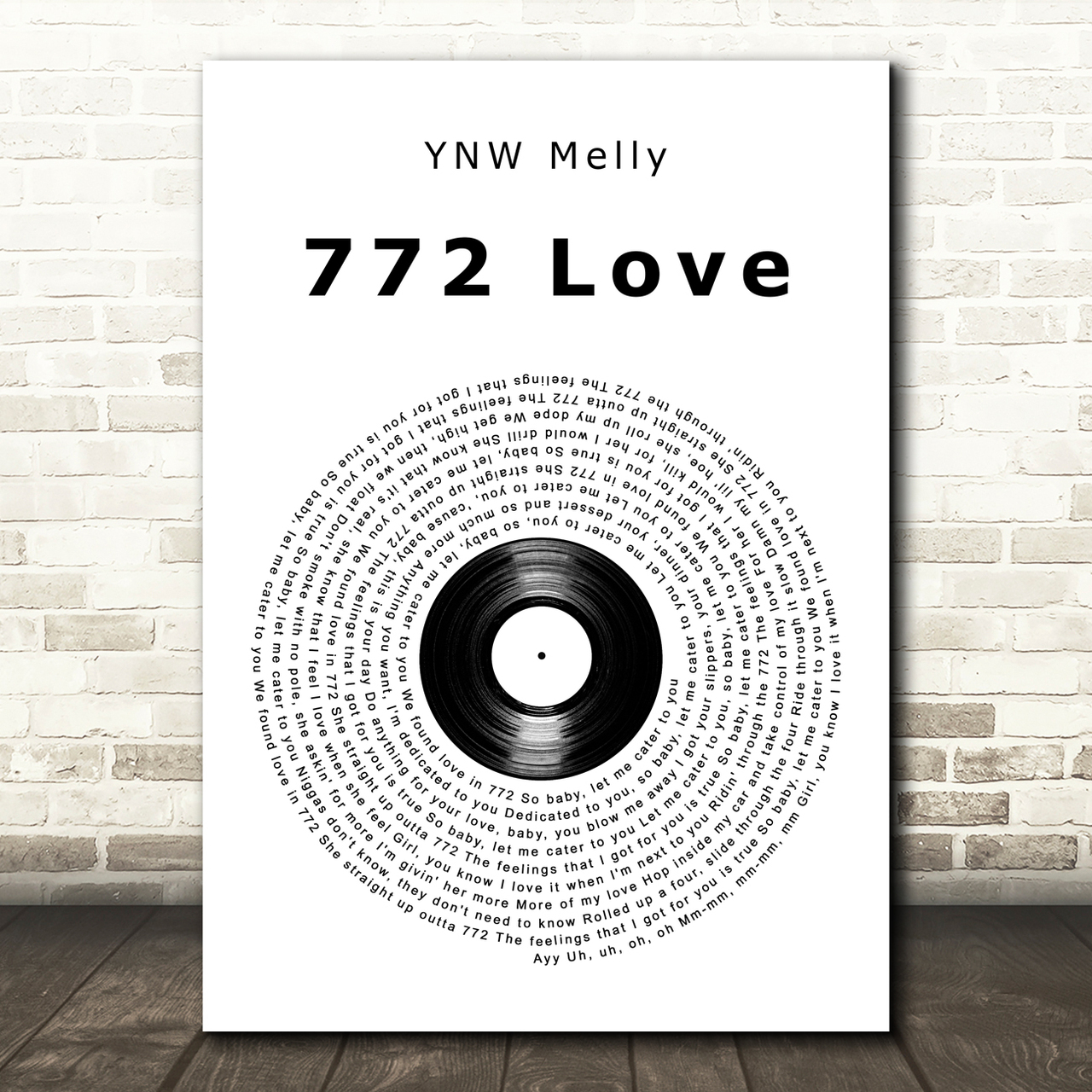 YNW Melly 772 Love Vinyl Record Song Lyric Art Print