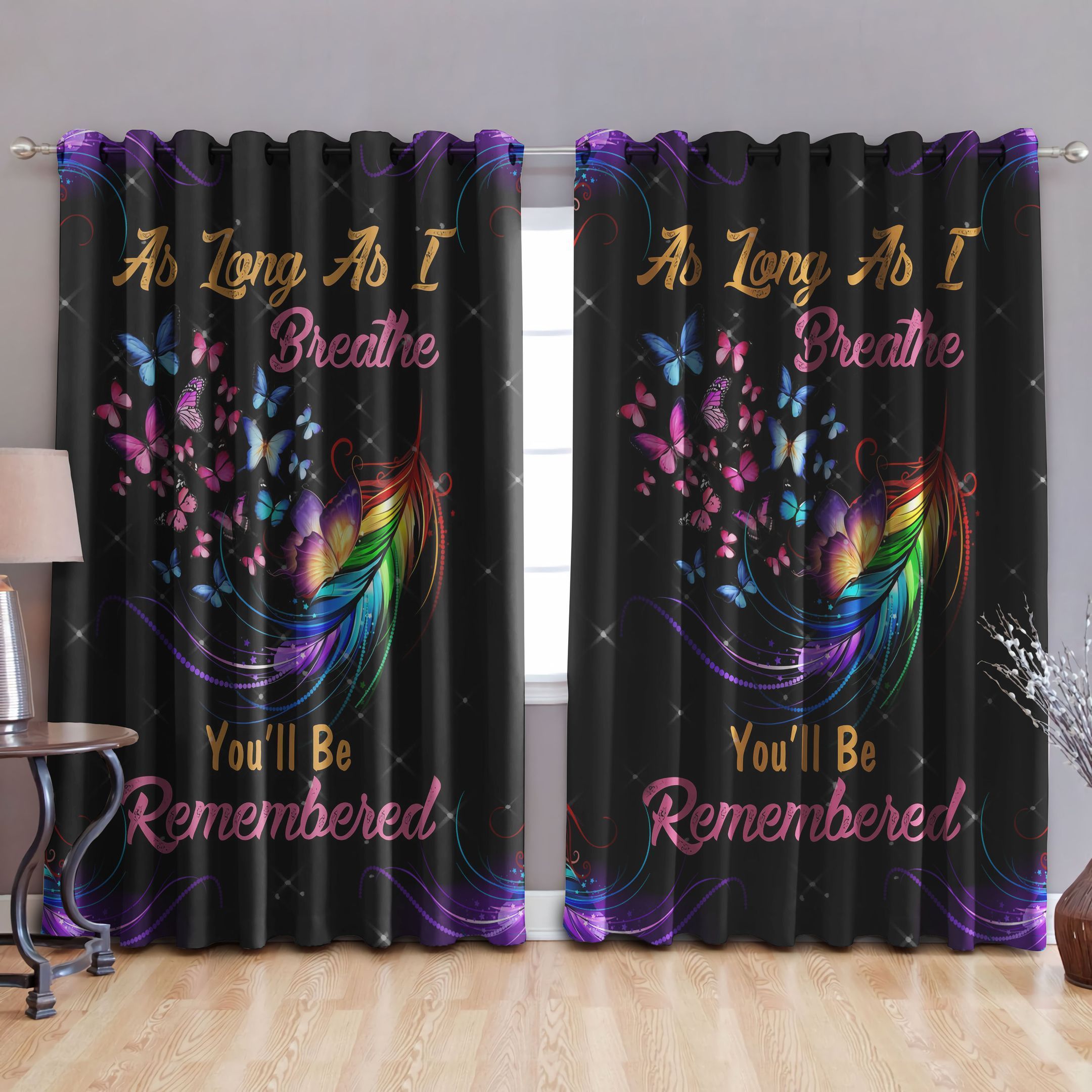 You'll Be Remembered Butterfly Printed Window Curtain Home Decor