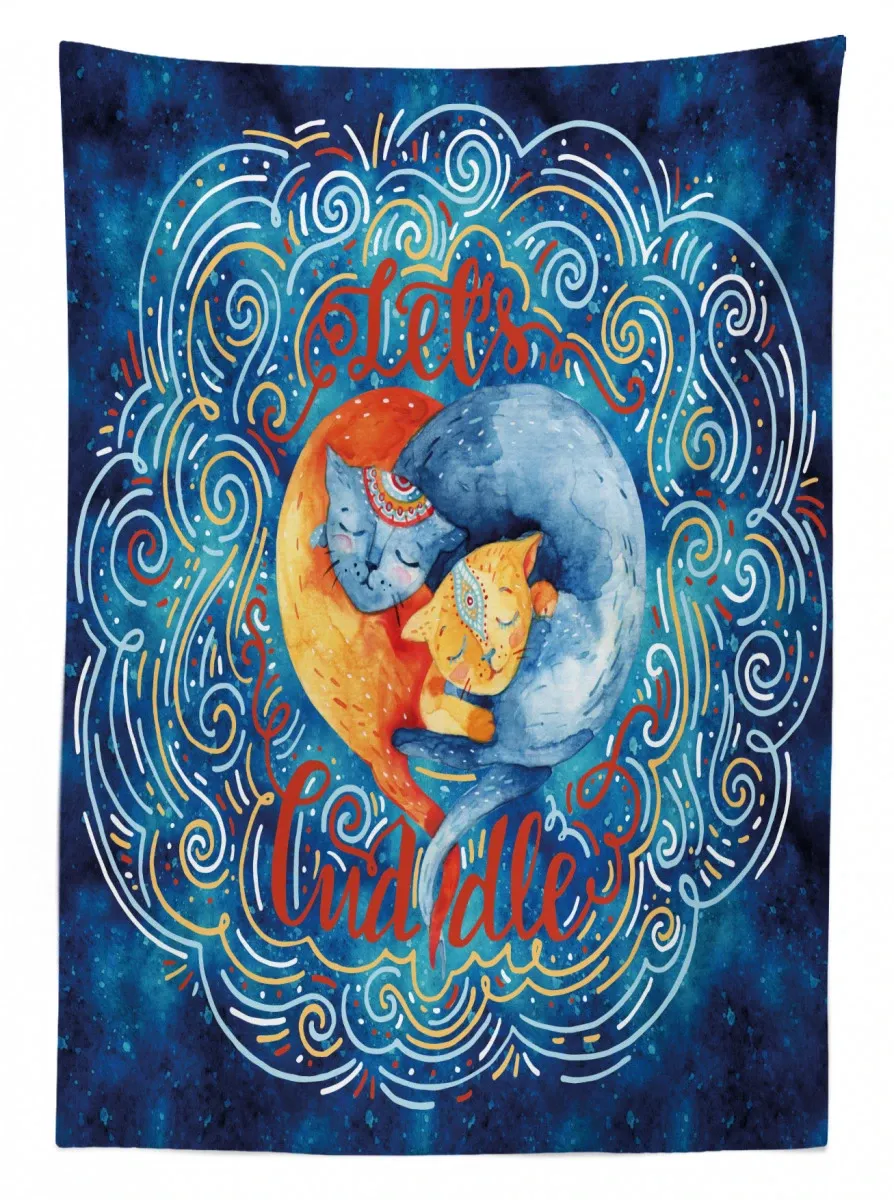 2 cats hugging dreamy 3d printed tablecloth table decor 2879