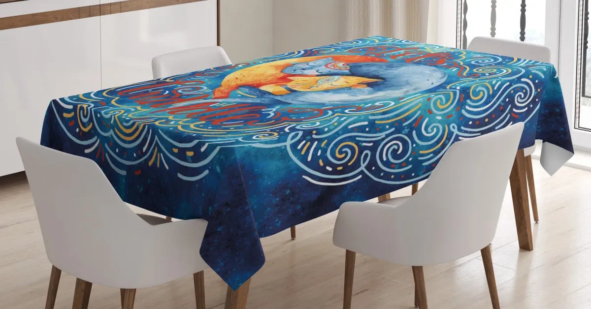 2 cats hugging dreamy 3d printed tablecloth table decor 8096