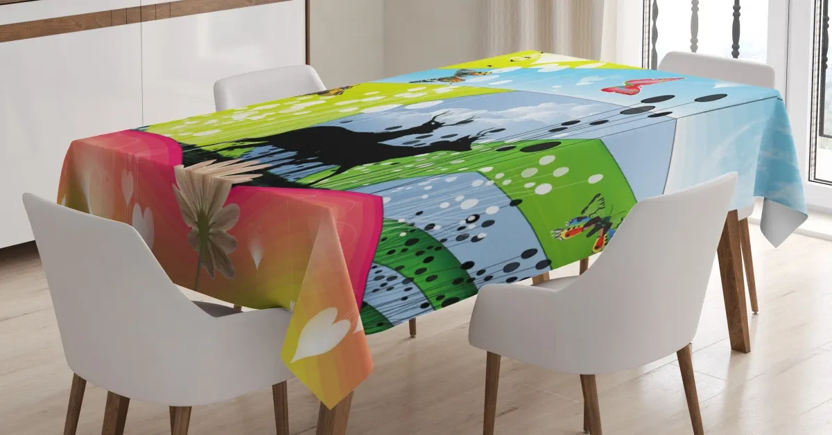 2 reindeer in spring 3d printed tablecloth table decor 5104