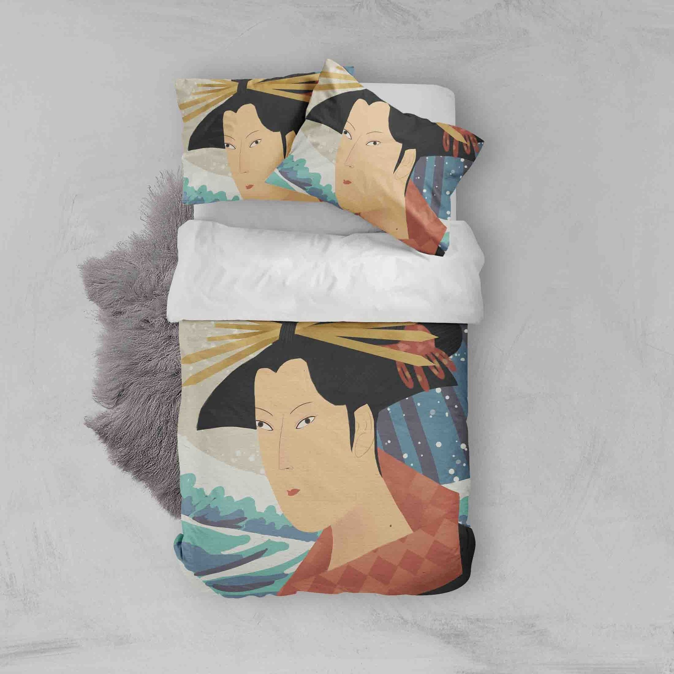 3D Abstract Kimono Beauty Cartoon Bedding Set Bedroom Decor 3d abstract kimono beauty cartoon bedding set bedroom decor 1275