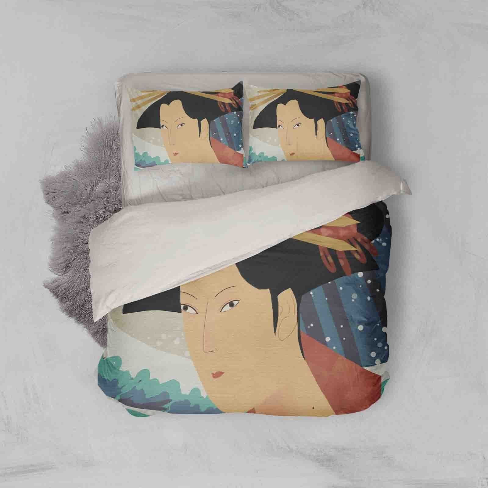 3D Abstract Kimono Beauty Cartoon Bedding Set Bedroom Decor 3d abstract kimono beauty cartoon bedding set bedroom decor 5809