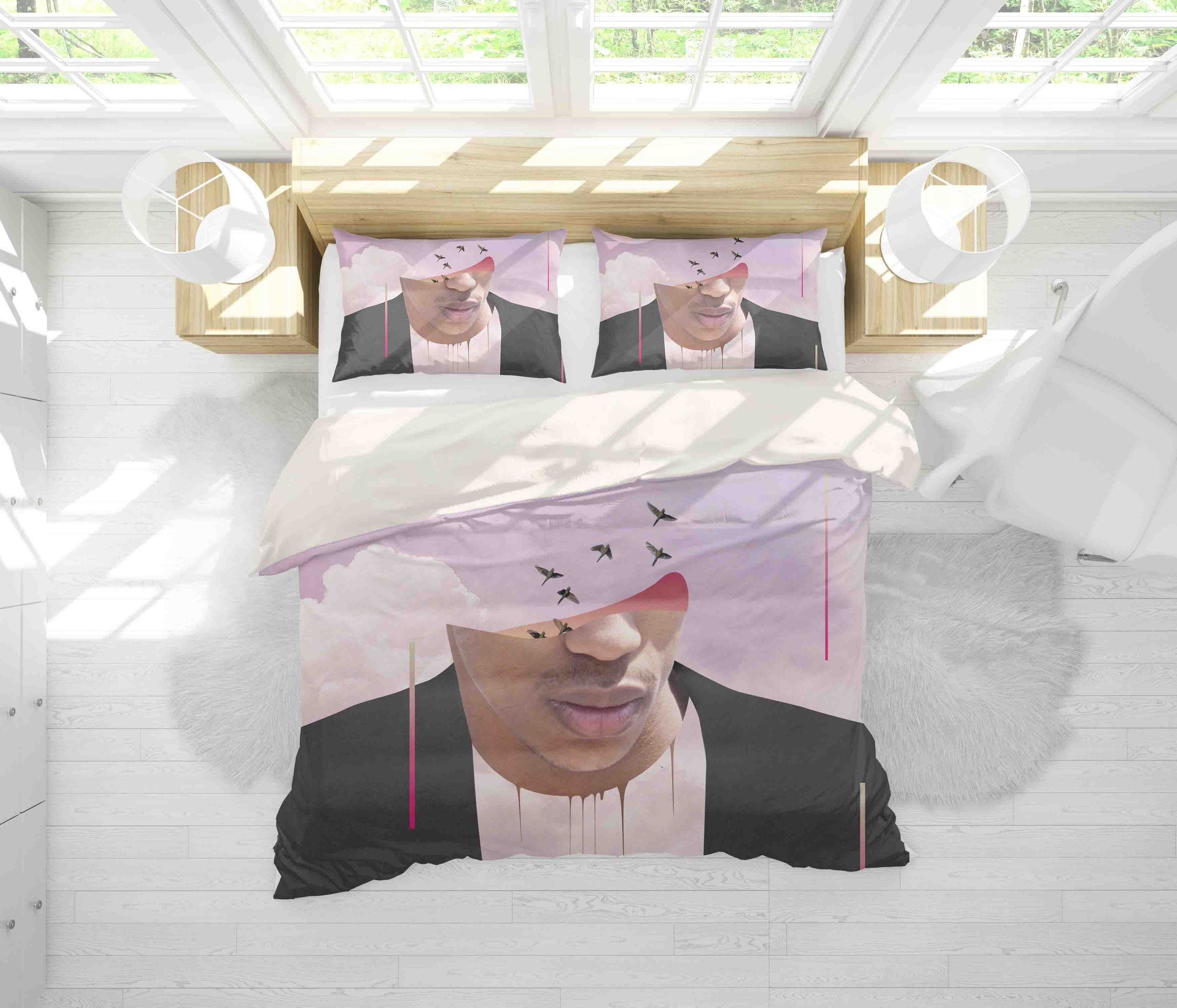 3D Abstract People Photos Purple Bedding Set Bedroom Decor 3d abstract people photos purple bedding set bedroom decor 1780