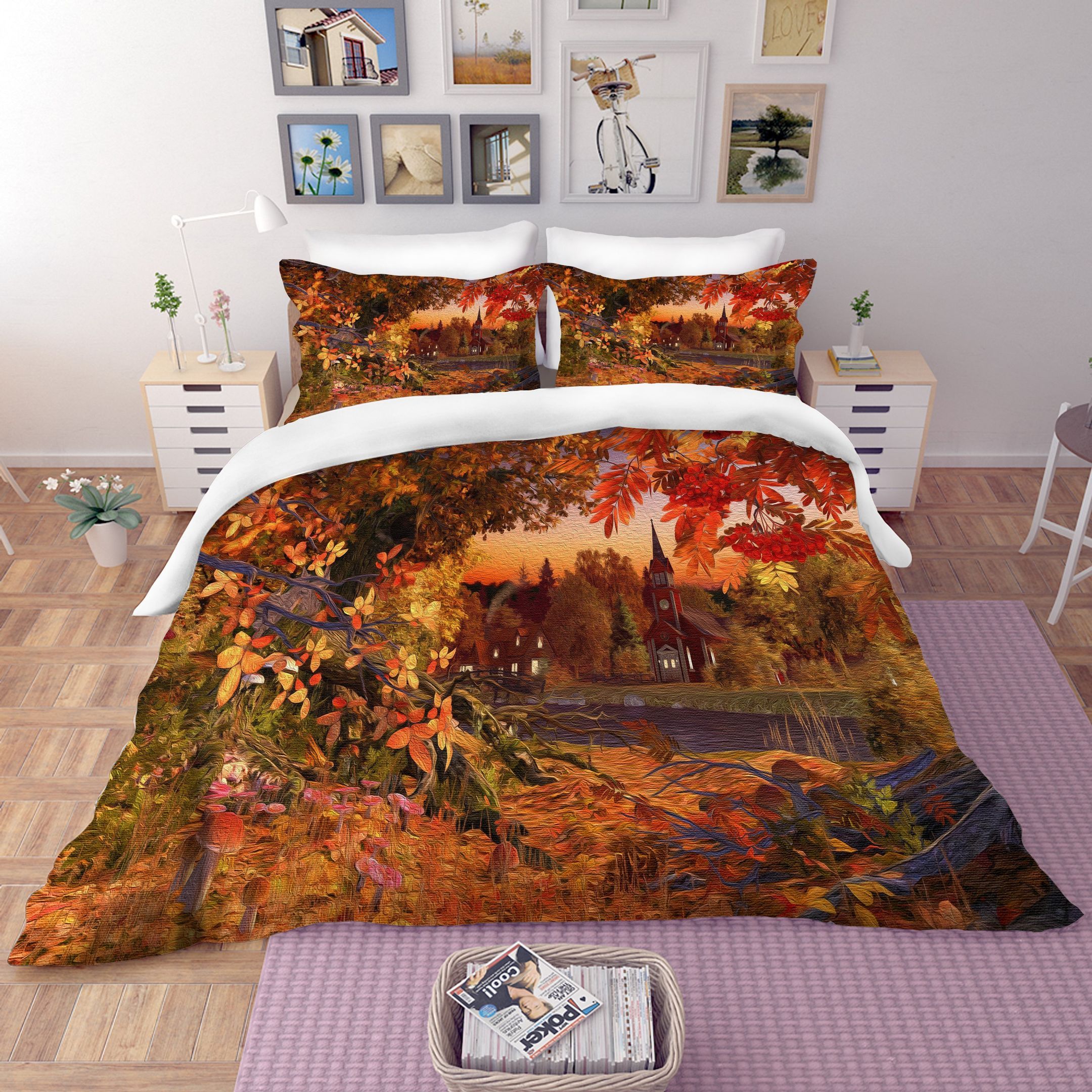 3D Autumn Maple Forest Bedding Set Bedroom Decor 3d autumn maple forest bedding set bedroom decor 2646