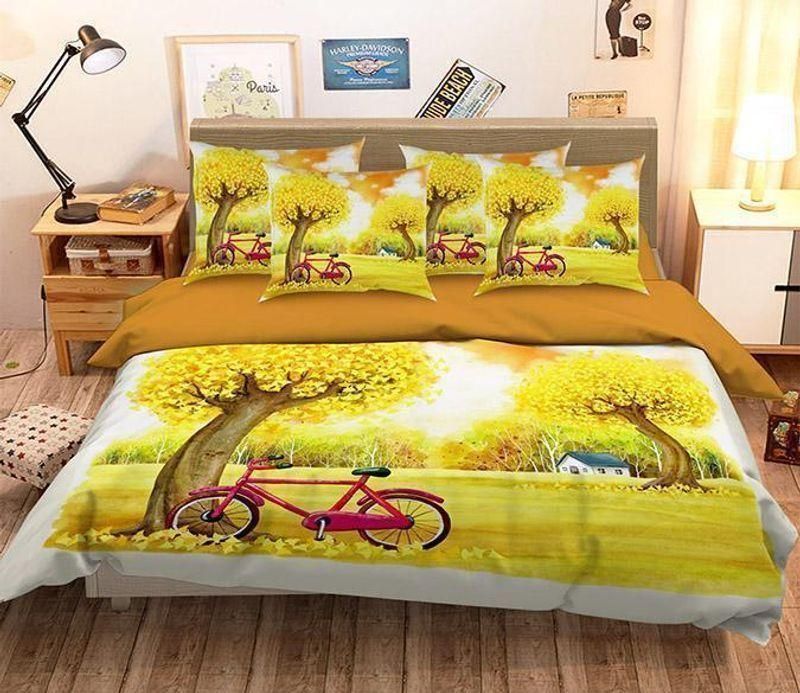 3d autumn yellow maple printed bedding set bedroom decor 1135
