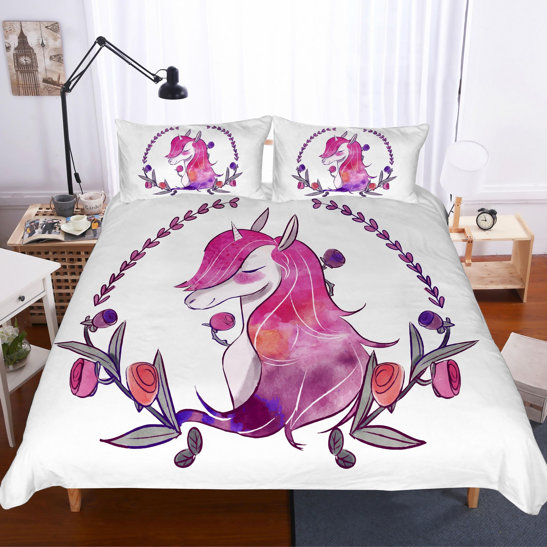 3d beautiful animals unicorn bedding set bedroom decor 7484