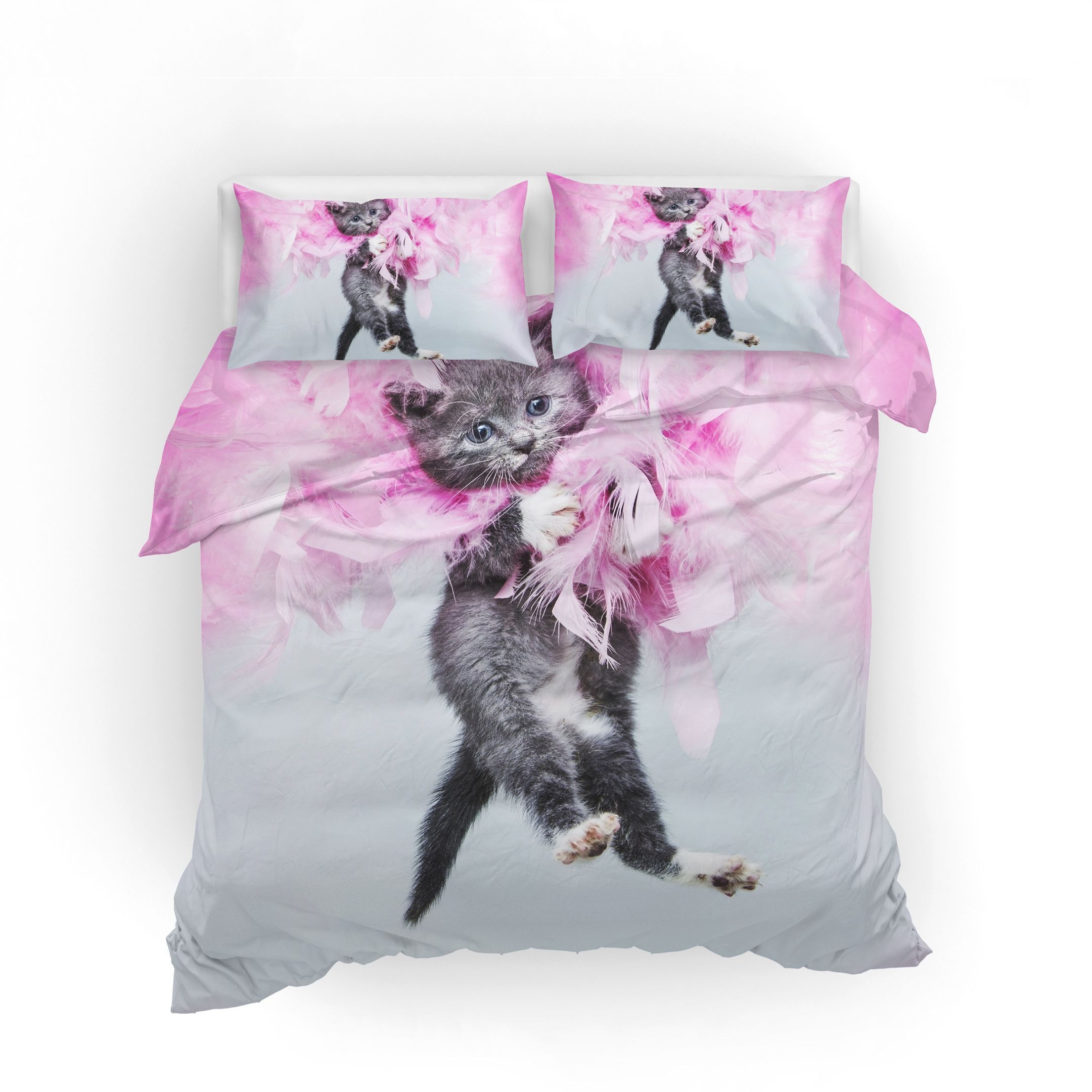 3d black cat pink floral bedding set bedroom decor 5041