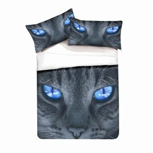 3d black cat with blue eyes bedding set bedroom decor 2370
