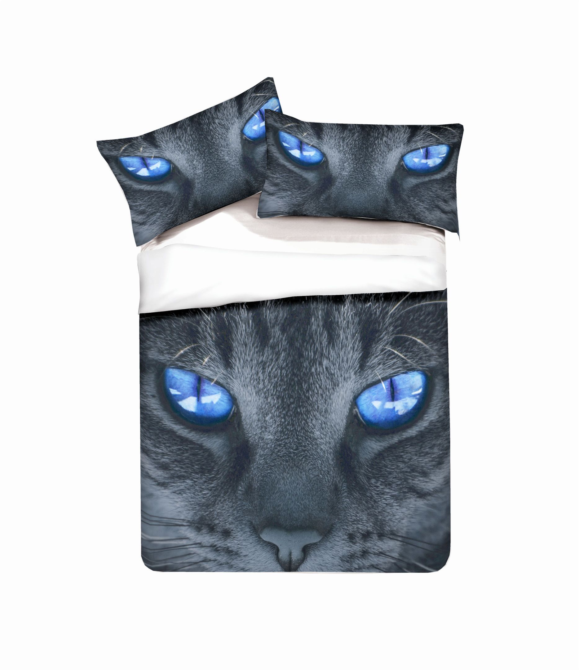 3d black cat with blue eyes bedding set bedroom decor 2370