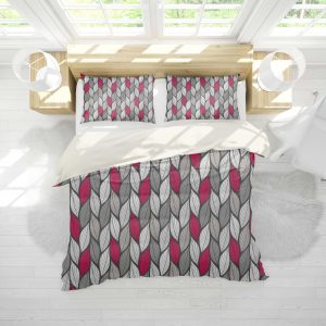 3d black grey red leaves bedding set bedroom decor 6490