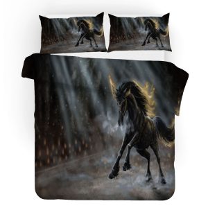 3d black horse bedding set bedroom decor 3500