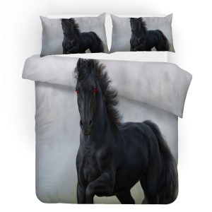 3d black horse bedding set bedroom decor 5709