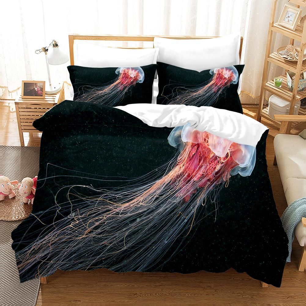 3d black red jellyfish bedding set bedroom decor 1135