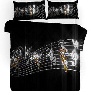 3d black stave music note bedding set bedroom decor 4165