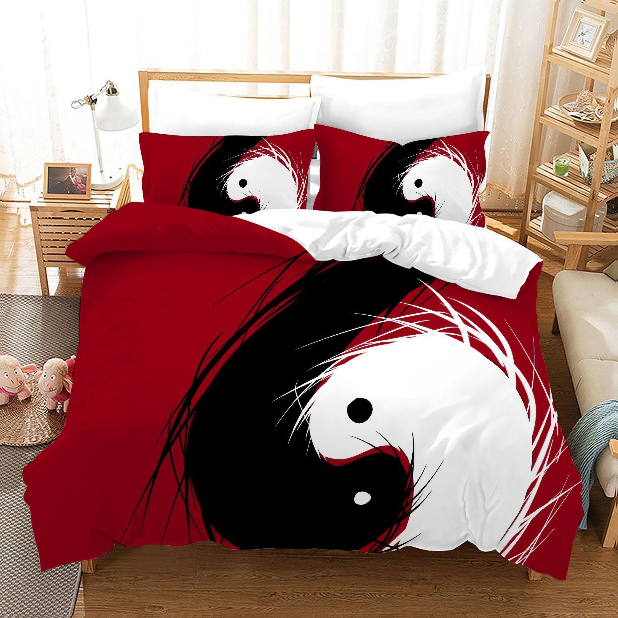 3d black white red tai chi eight diagrams bedding set bedroom decor 2176