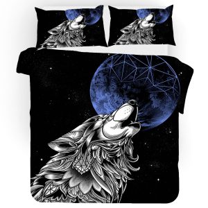 3d black wolf moon bedding set bedroom decor 5063