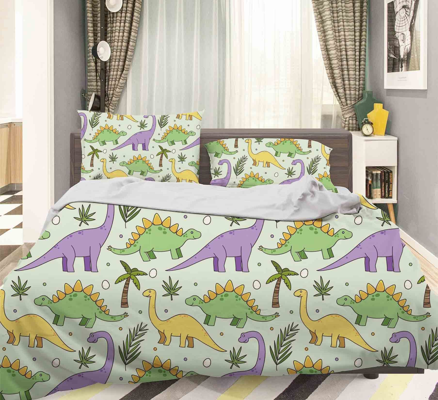 3d blue dinosaur pattern bedding set bedroom decor 5522