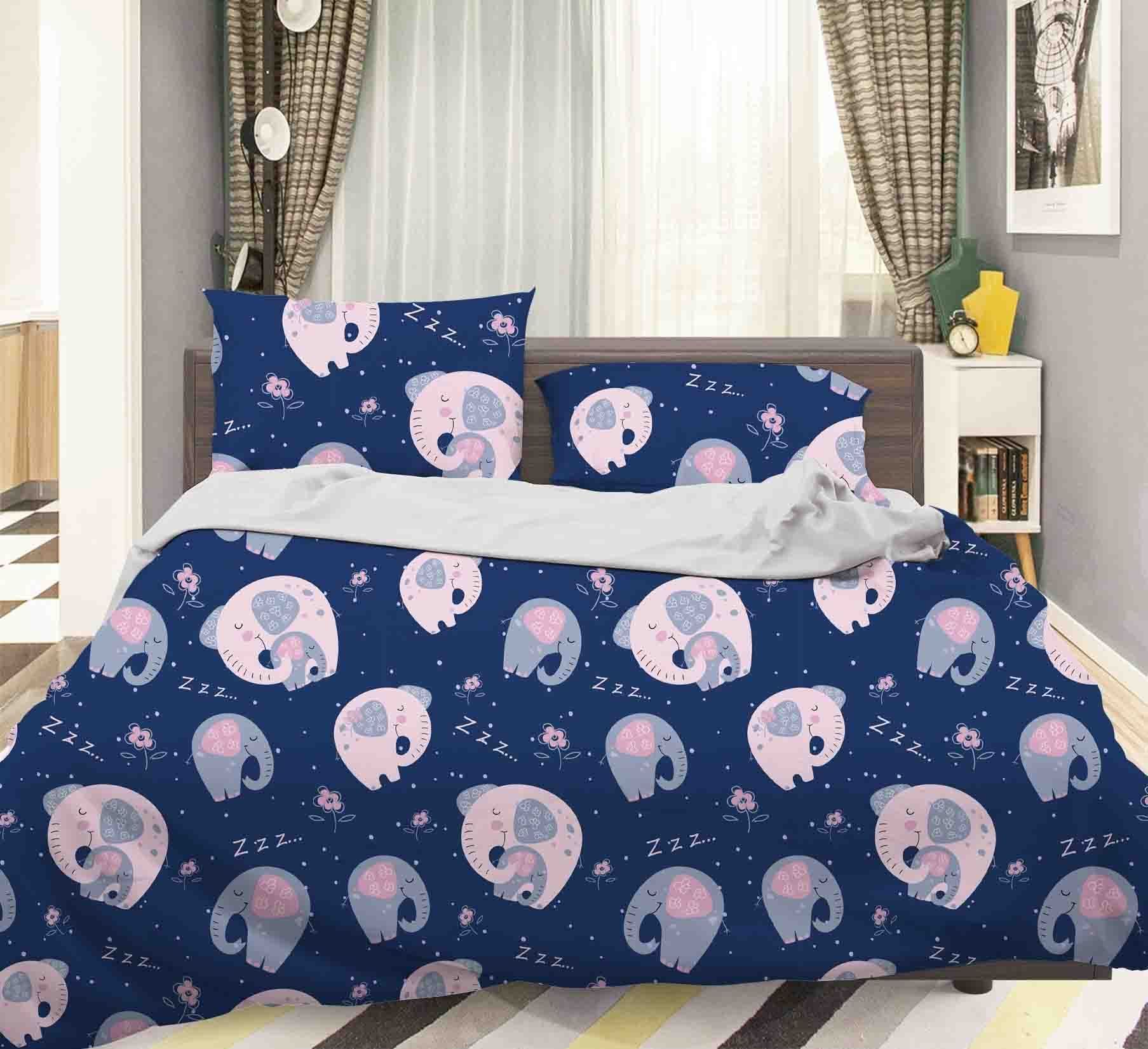 3d blue elephant pattern bedding set bedroom decor 8961