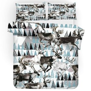 3d blue elk pine trees bedding set bedroom decor 2674