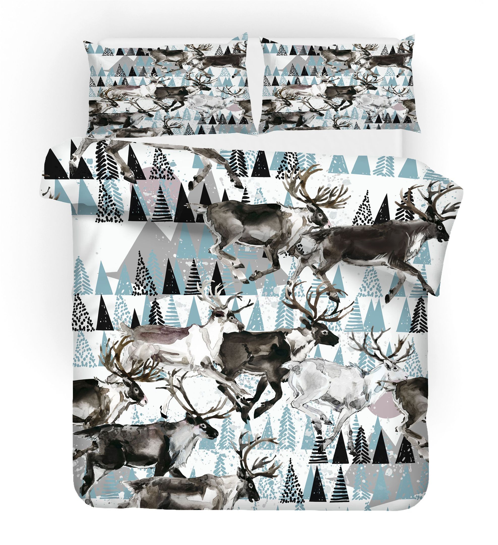 3d blue elk pine trees bedding set bedroom decor 2674