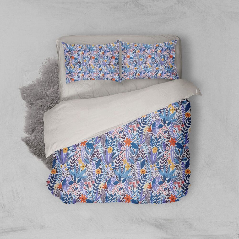 3d blue floral leaves branch bedding set bedroom decor 4579