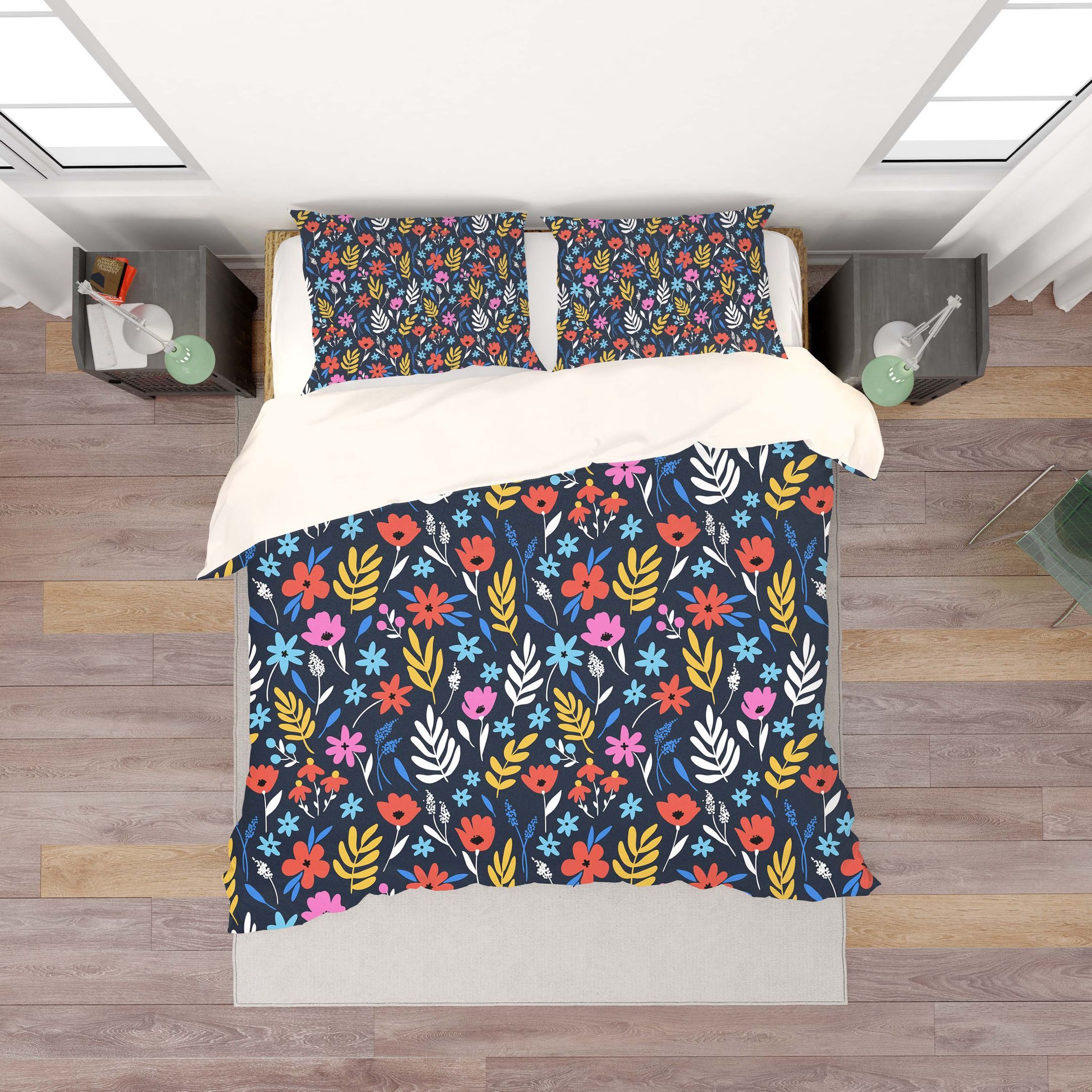 3d blue flower leaves branch bedding set bedroom decor 5551