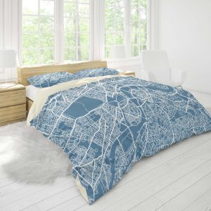 3d blue map bedding set bedroom decor 8046