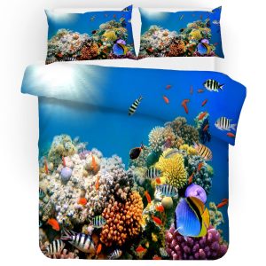 3d blue ocean seabed fish coral bedding set bedroom decor 2603
