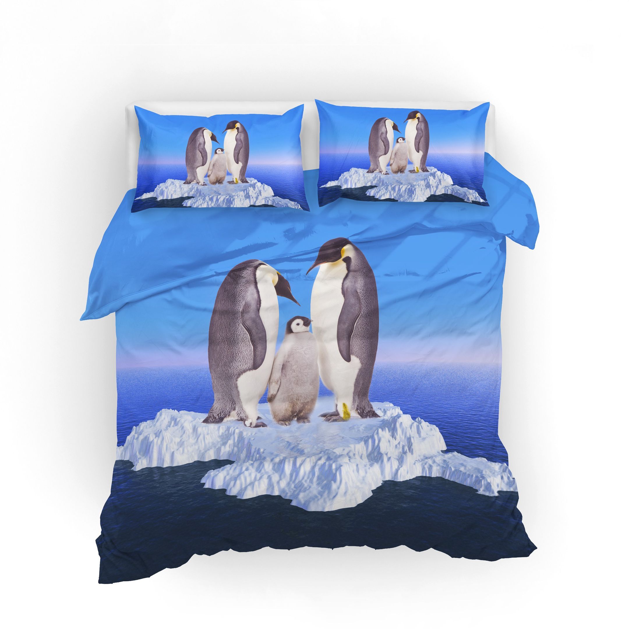 3D Blue Penguin Glacier Comfortable Bedding Set Bedroom Decor 3d blue penguin glacier comfortable bedding set bedroom decor 5721