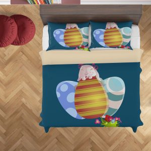 3D Blue Rabbit Eggs Floral Bedding Set Bedroom Decor 2 3d blue rabbit eggs floral bedding set bedroom decor 4310