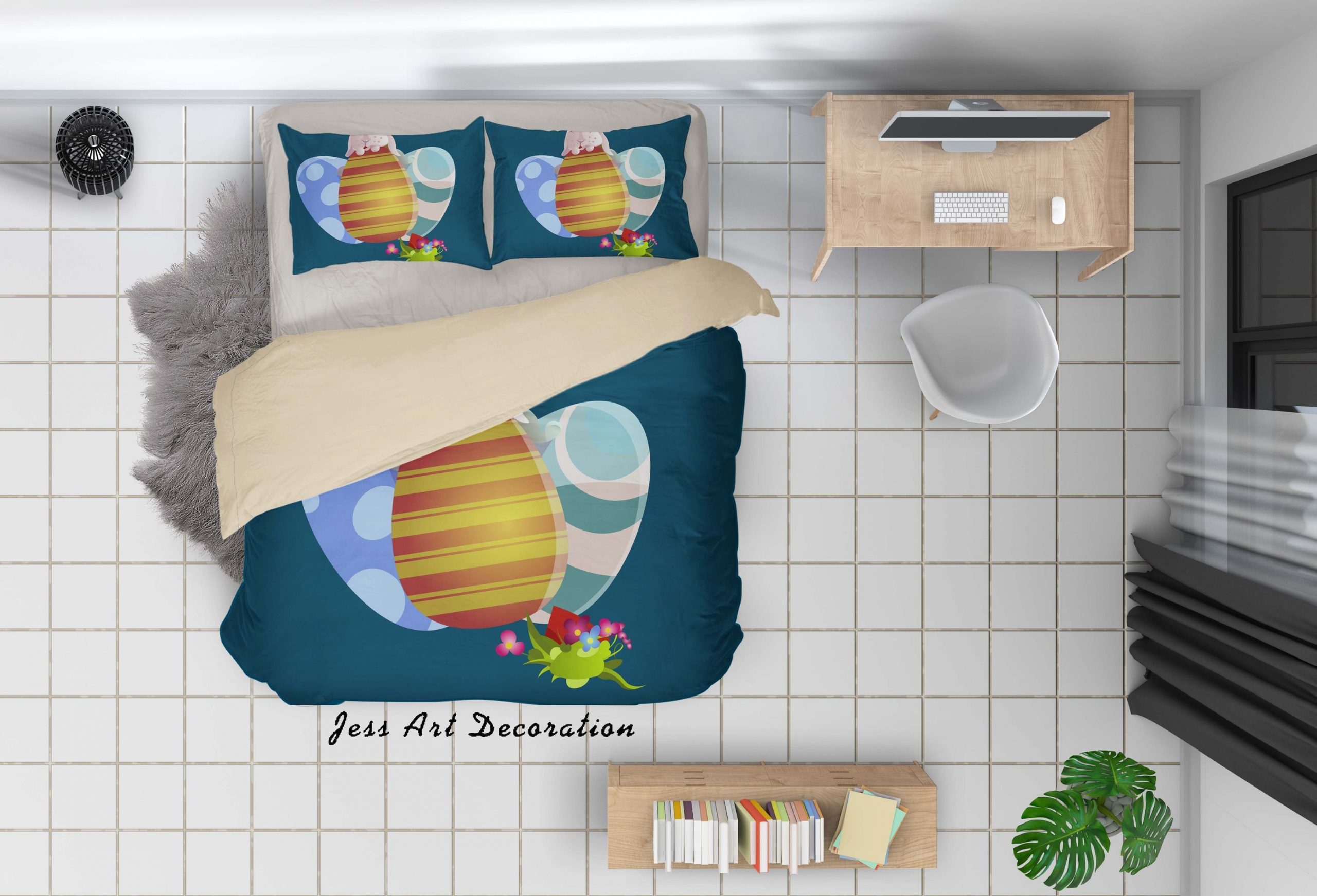 3D Blue Rabbit Eggs Floral Bedding Set Bedroom Decor 3d blue rabbit eggs floral bedding set bedroom decor 7972 scaled